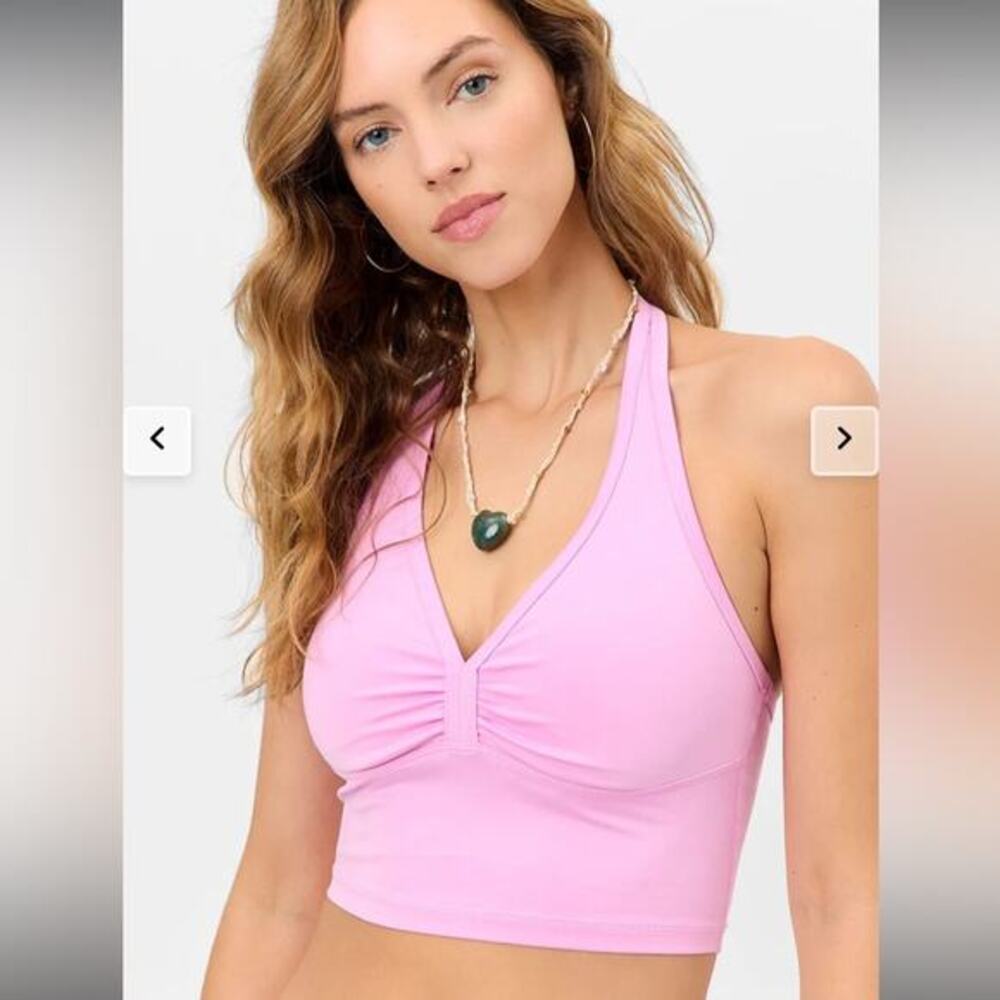 Frankies‎ Bikinis Sports Bra Medium Lively Cropped Halter Baby pink